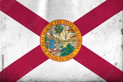 Cuadro en lienzo Flag of Florida with an old, vintage style