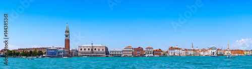 Panoramic cityscape beautiful ancient town. Venice, laguna view on Piazza San Marco with Campanile, Doge Palace. Venice, Italy. © Sodel Vladyslav