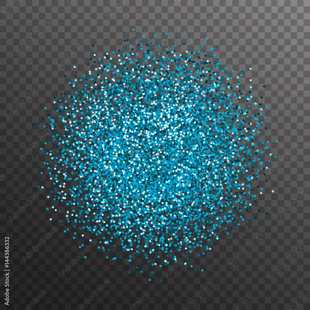 Blue glitter splash isolated on transparent background. Vector