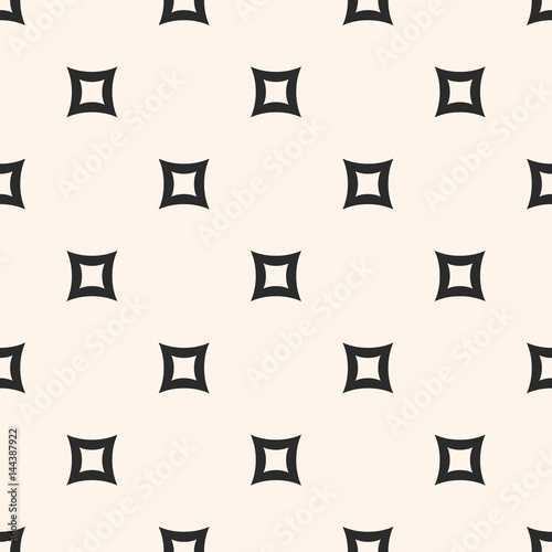 Vector seamless pattern. Simple minimalist monochrome geometric texture with perforated rounded squares & rhombuses. Abstract endless background. Modern design for prints, decoration, textile, web