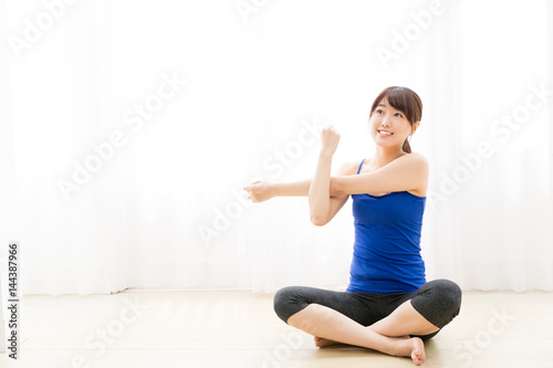 sporty asian woman exercise image