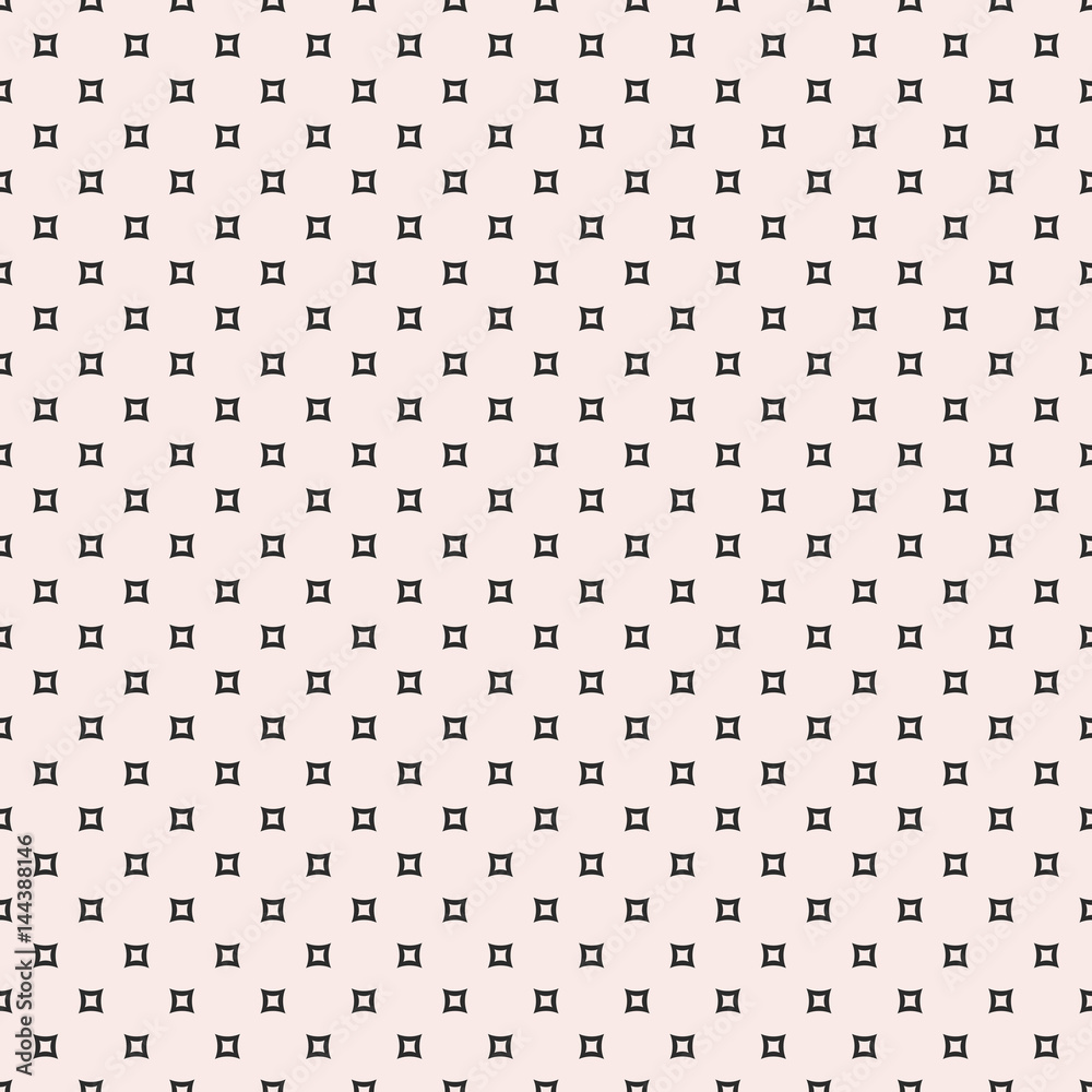 Vector seamless pattern. Simple minimalist monochrome geometric texture with small smooth outline squares. Abstract repeat background. Design element for prints, digital, fabric, covers, furniture