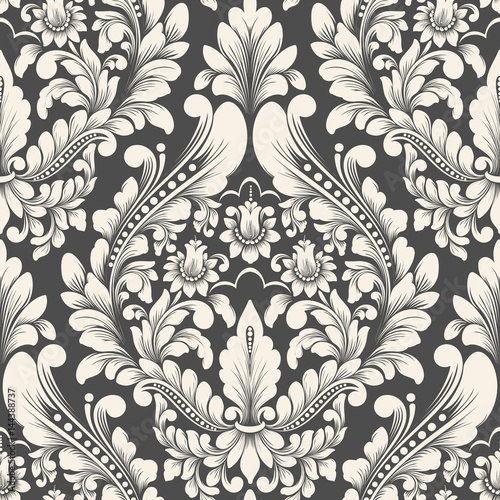 Vector damask seamless pattern element. Classical luxury old fashioned damask ornament, royal victorian seamless texture for wallpapers, textile, wrapping. Exquisite floral baroque template.