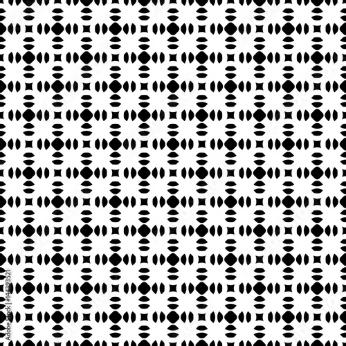 Vector monochrome geometric texture  seamless pattern with simple rounded geometrical shapes  black   white colors. Abstract endless background  repeat tiles. Design for prints  decor  cloth  cover