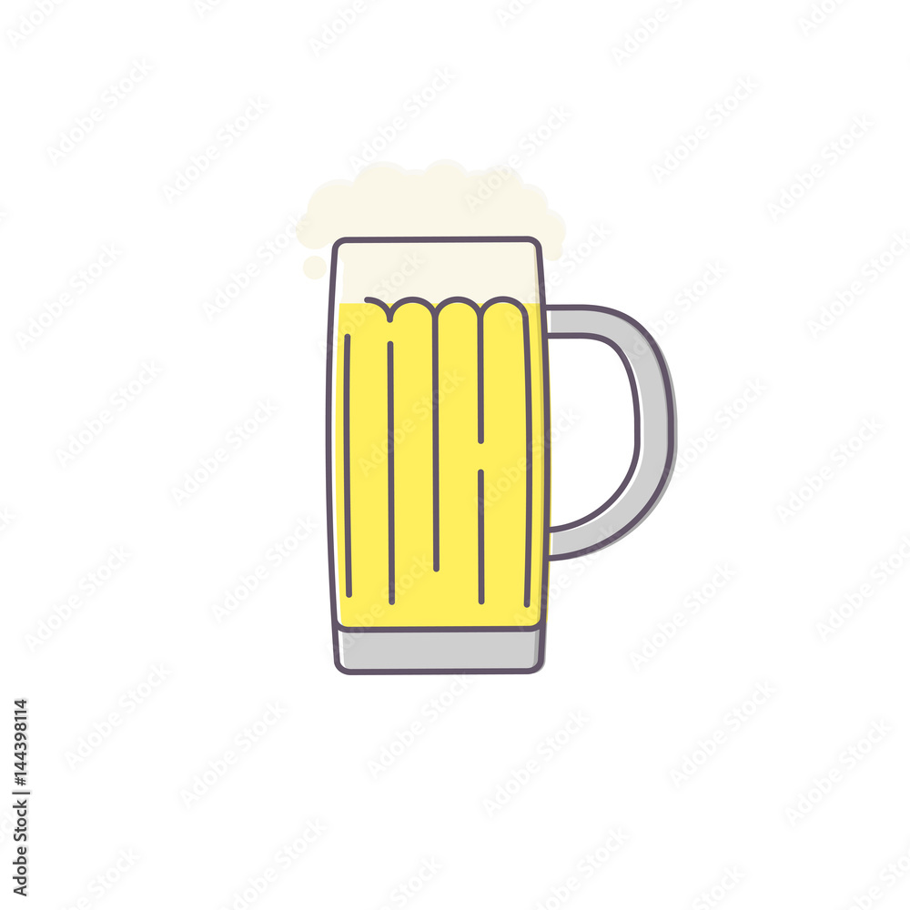 Glass of beer isolated on white background line art vector. Glass of beer isolated on white background line art vector.