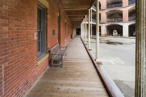 Old Civil War era seacoast fort under the Golden Gate Bridge in San Francisco