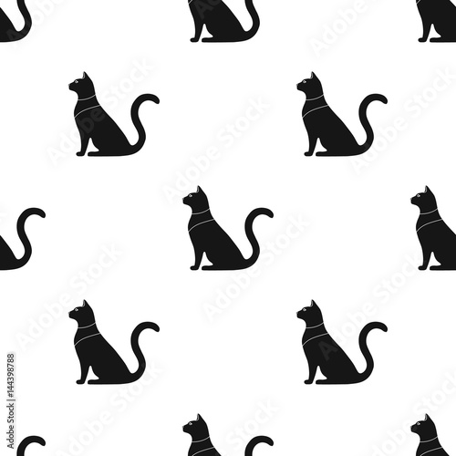 Cat goddess Bastet icon in black style isolated on white background. Ancient Egypt pattern stock vector illustration.