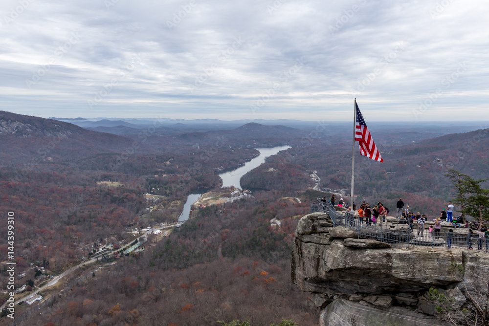 people who climbed chimney rock and lake lure