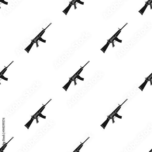 Military assault rifle icon in black style isolated on white background. Military and army pattern stock vector illustration