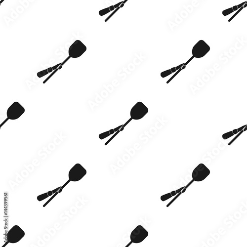 Wooden peel icon in black style isolated on white background. Pizza and pizzeria pattern stock vector illustration.