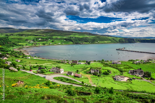 View from top on Uig town, Skye Island in Scotland photo