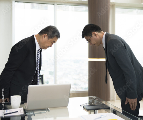 Business Partners Introductionary Handshake Bow photo