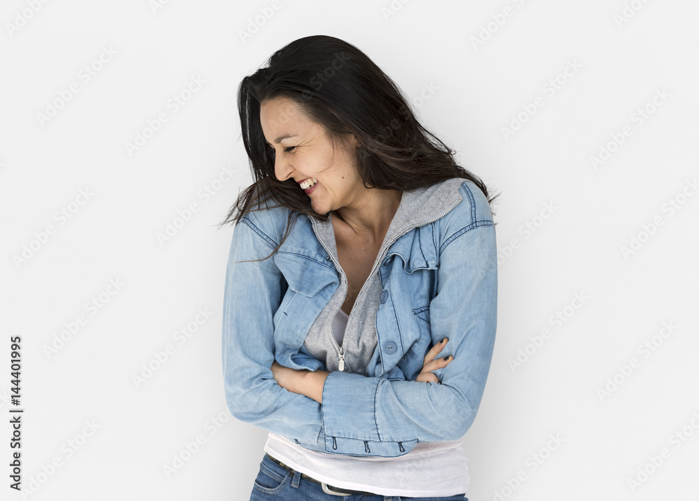Woman Smiling Happiness Casual Studio Portrait Woman Smiling Happiness Casual Studio Portrait
