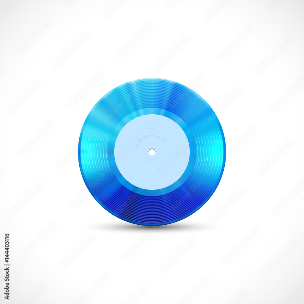 Vinyl disc 7 inch EP with blue grooves, shiny tracks Vinyl disc 7 inch EP with blue grooves, shiny tracks