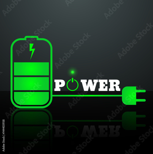 Battery green power icon vector eps 10