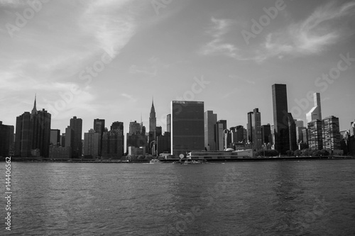Buildings in Manhattan and the river in black and white style, New York © Spinel