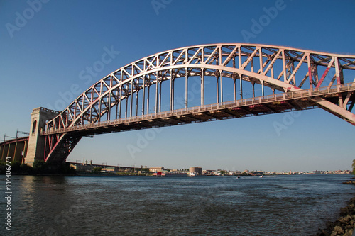 The Hell Gate Bridge over the river, Astoria, New York