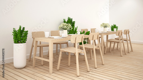Dining area in coffee shop  or restaurant clean design - 3D Rendering