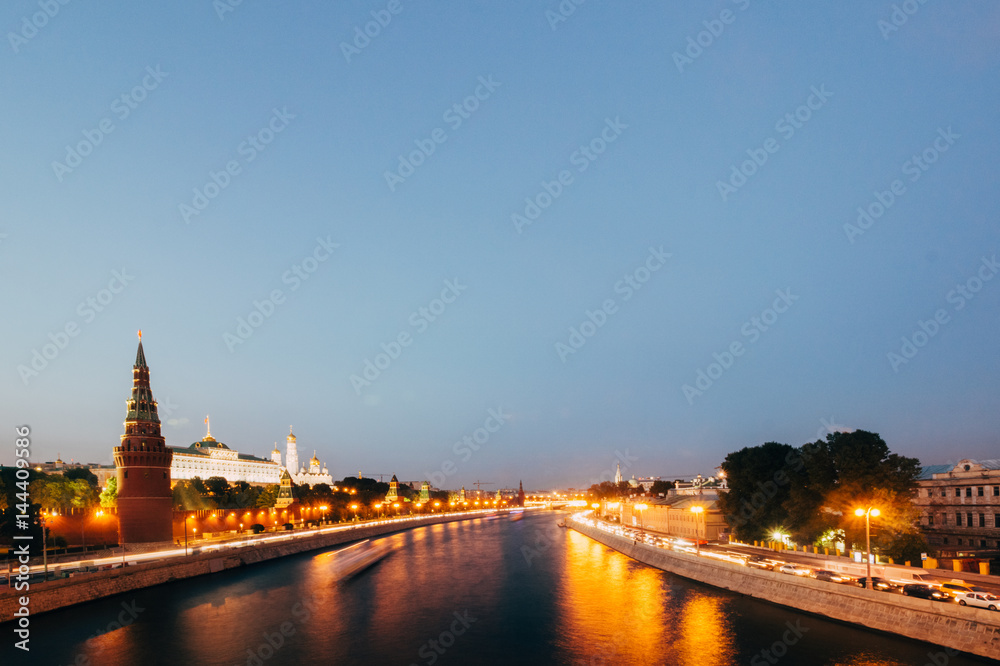 Moscow river at night