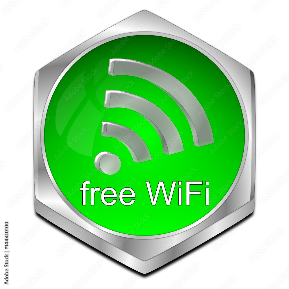 free wireless WiFi button - 3D illustration free wireless WiFi button - 3D illustration