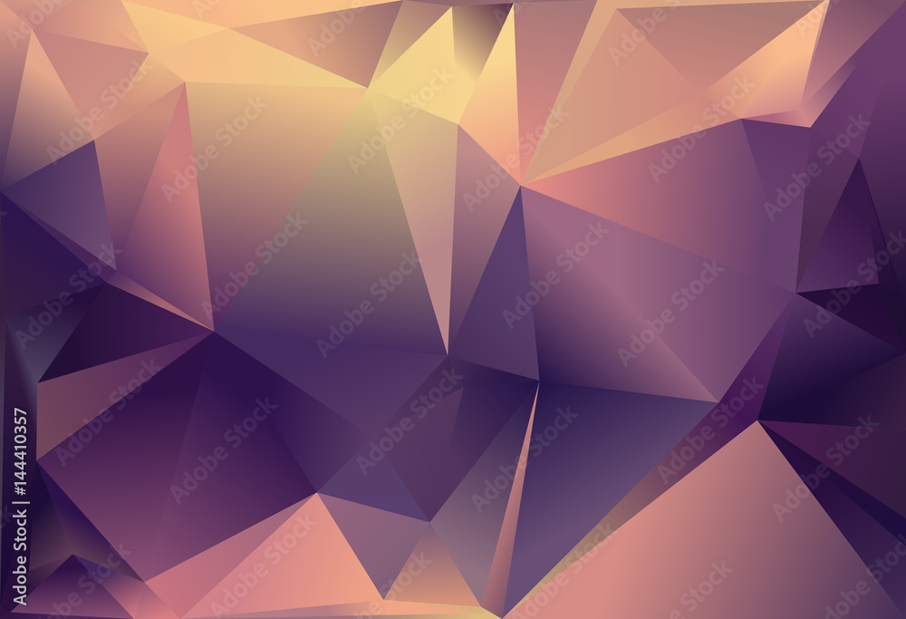 Fototapeta premium Abstract triangle background. Gold and violet colour.