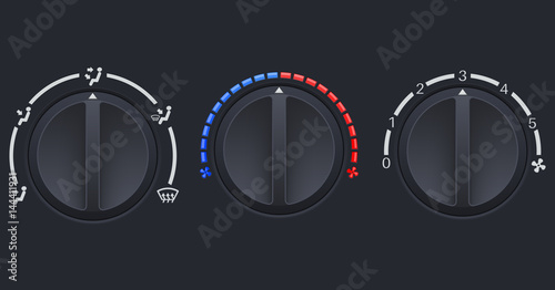 Car dashboard air conditioner black switches