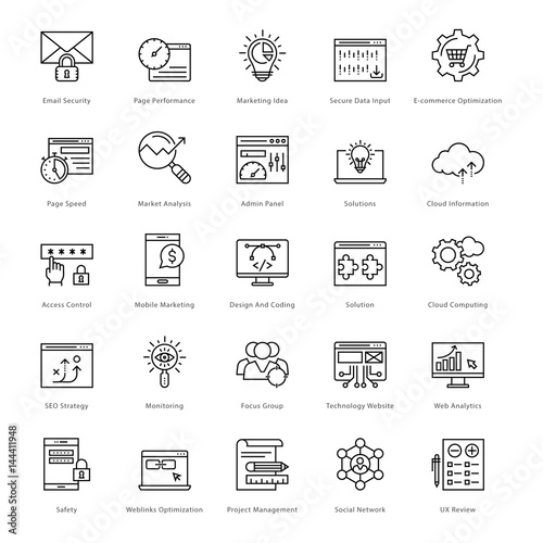 Web and SEO Line Vector Icons 39