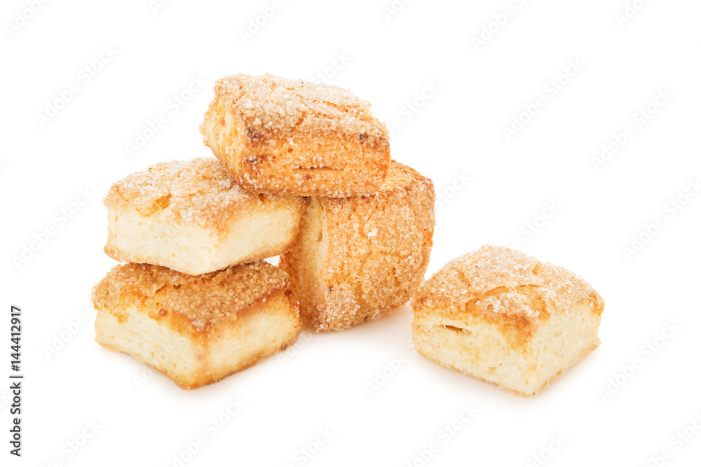 Sweet cookies in the shape of cubes isolated on white Sweet cookies in the shape of cubes isolated on white
