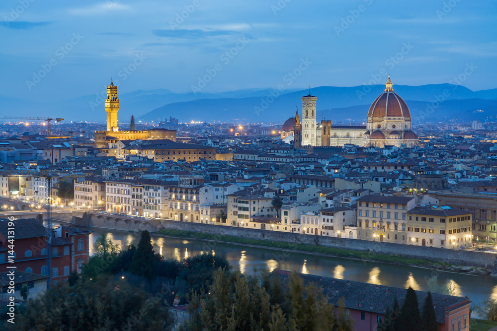 After sunset view of Cathedral Santa Maria del Fiore. Florence, Italy,in twilight.selective focus