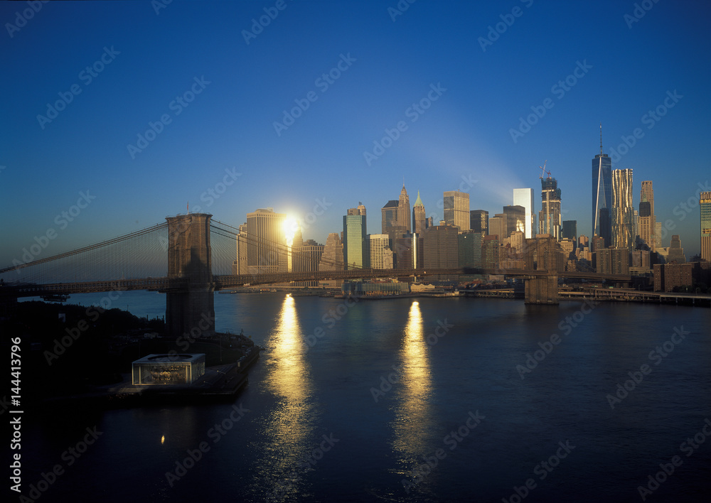 Brooklyn Bridge at sunrise.