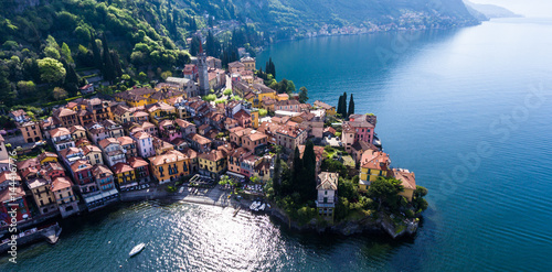 Aerial view - Village of Varenna (Como lake in Italy) photo