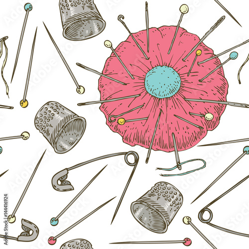 Seamless Pattern. Sewing Supplies and Accessories