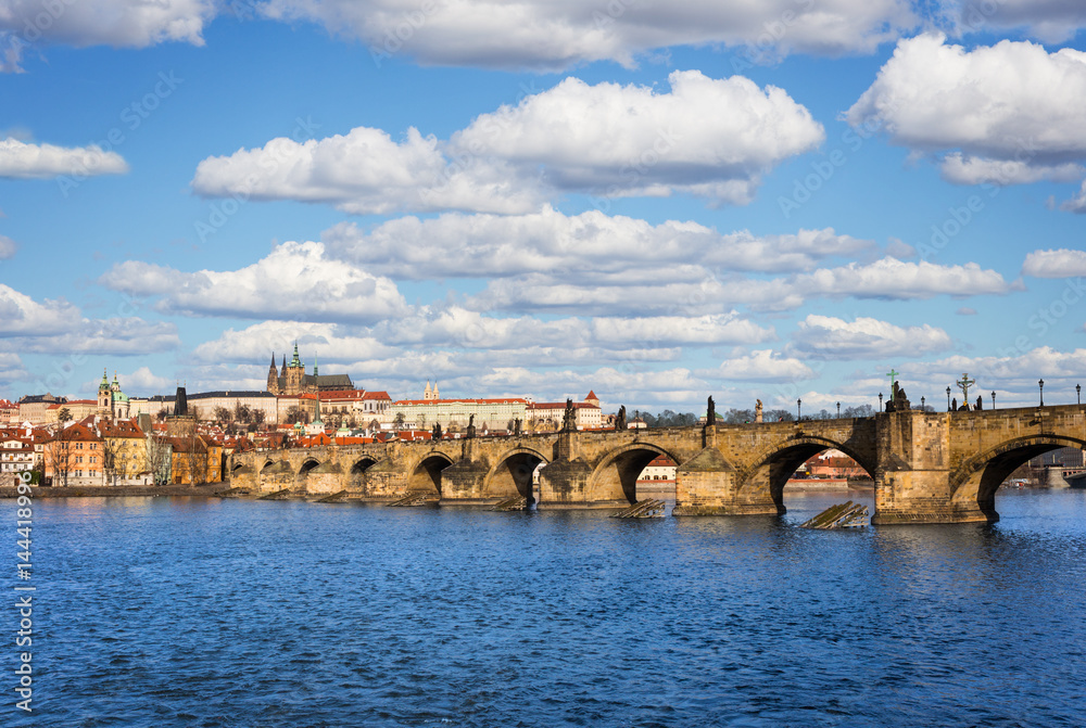 Charles Bridge with Prague castle in the background 