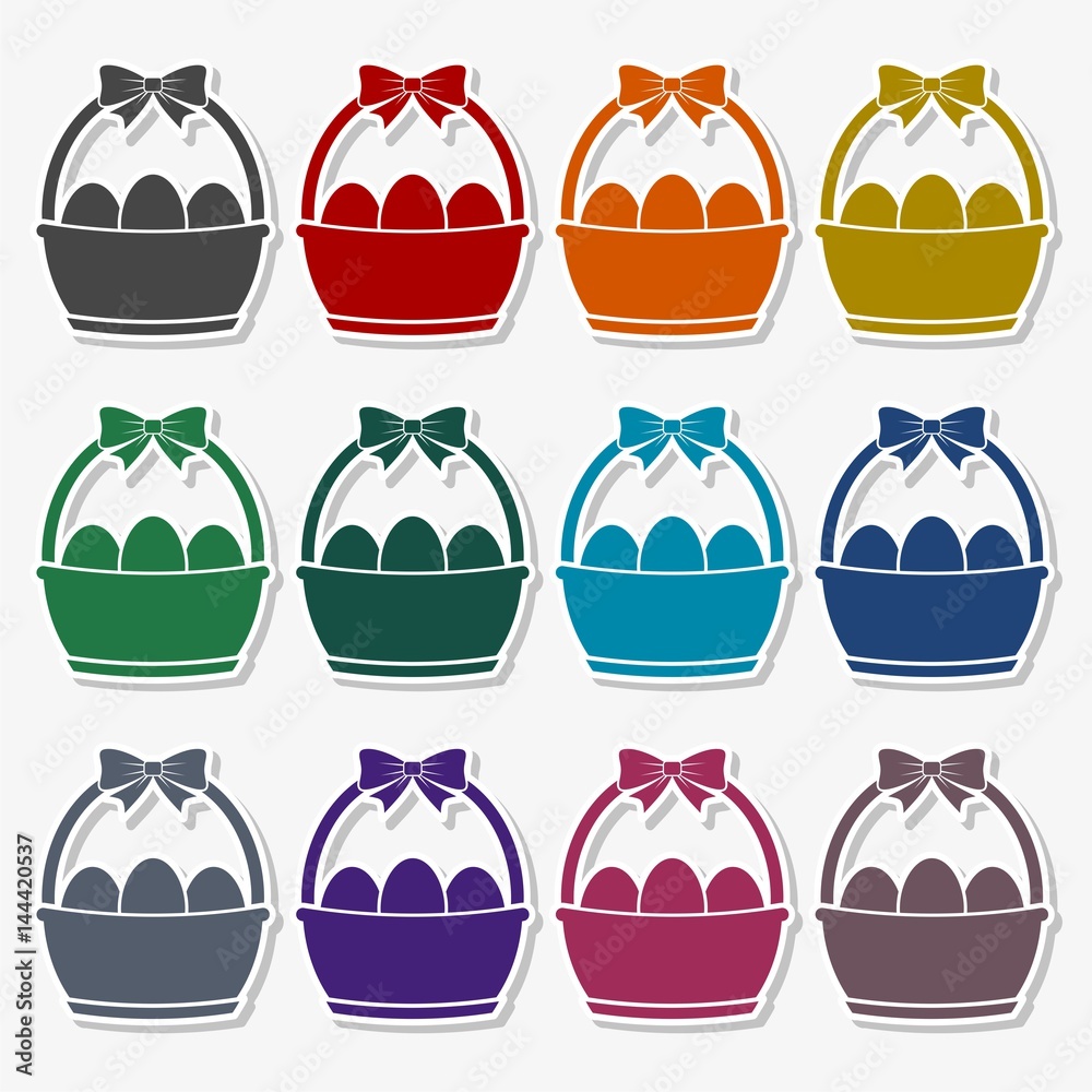 Easter eggs in a basket icon Easter eggs in a basket icon