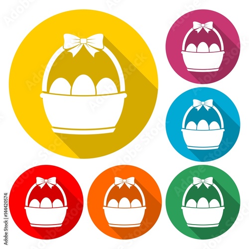 Easter eggs in a basket icon