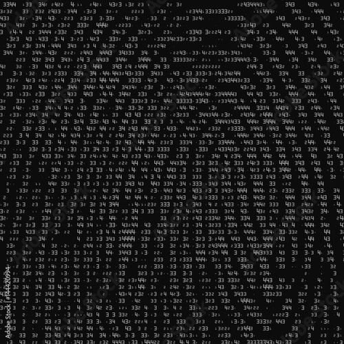 Vector abstract binary representation of fingerprint. Cyber thumbprint grayscale pattern composed of numbers. Biometric identity verification. Futuristic sensor scan image. Digital dactylogram.