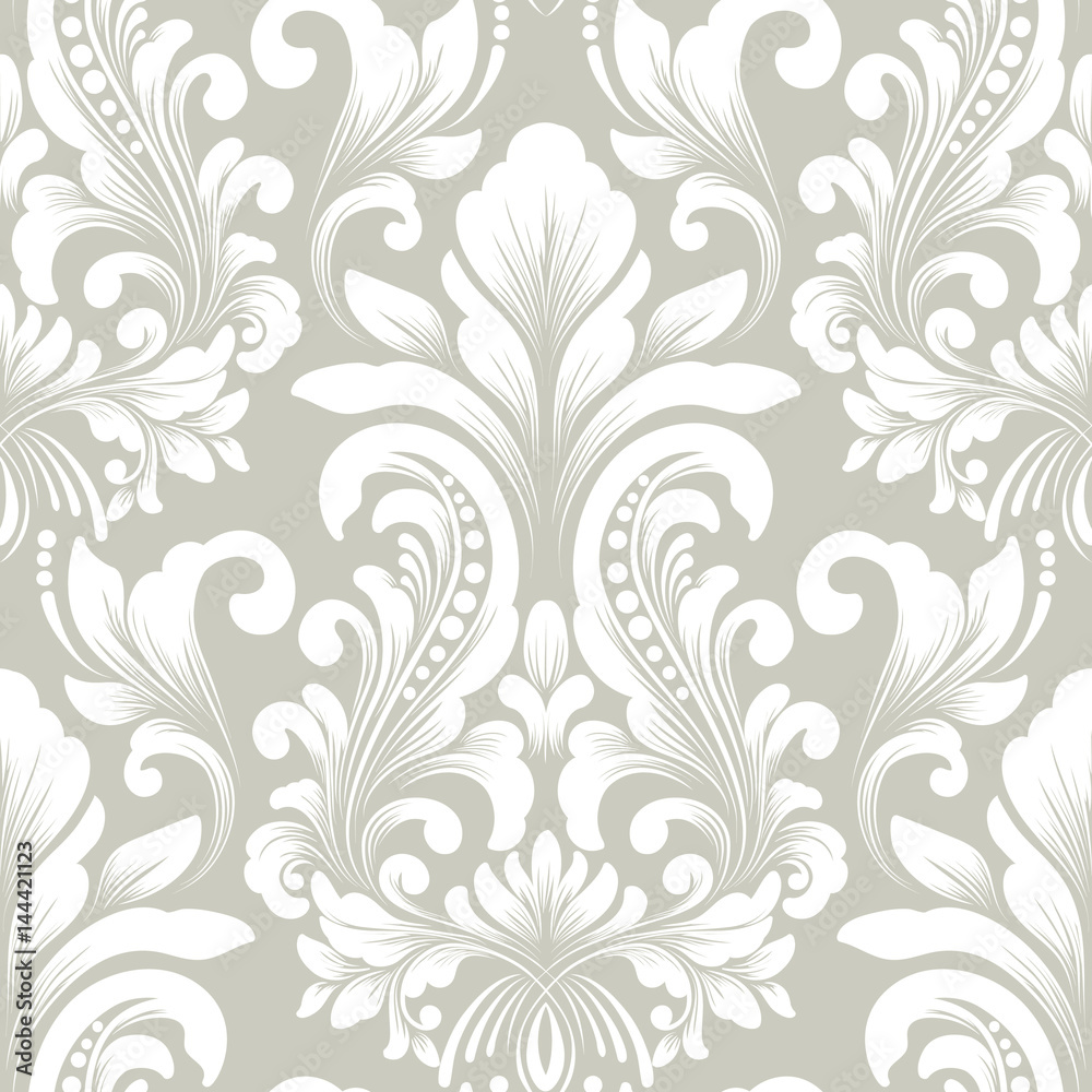 Vector damask seamless pattern element. Classical luxury old fashioned damask ornament, royal victorian seamless texture for wallpapers, textile, wrapping. Exquisite floral baroque template. - obrazy, fototapety, plakaty 