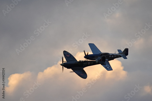 Canvas Print Spitfire and Mustang World War two fighters