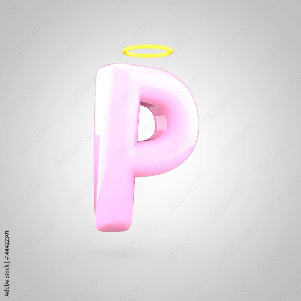 Cute angelic pink letter P uppercase with halo Cute angelic pink letter P uppercase with halo