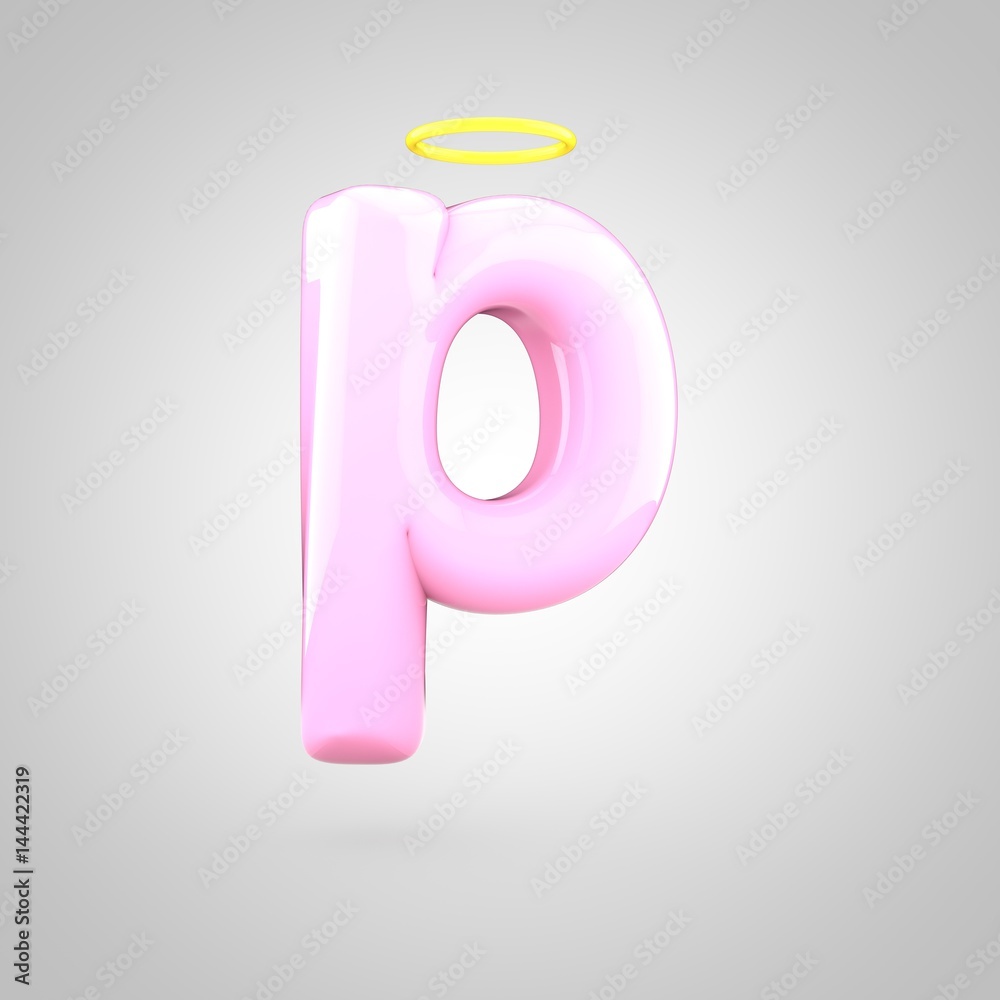 Cute angelic pink letter P lowercase with halo Cute angelic pink letter P lowercase with halo
