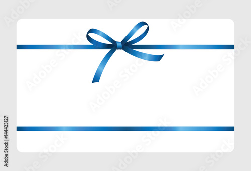 Gift certificate, Gift Card With Blue Ribbon And A Bow on white background.  Gift Voucher Template.  Vector image.