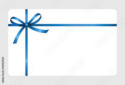 Gift certificate, Gift Card With BlueRibbon And A Bow on white background.  Gift Voucher Template.  Vector image.