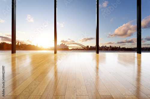 Canvas Print empty office with sydney opera house and bridge