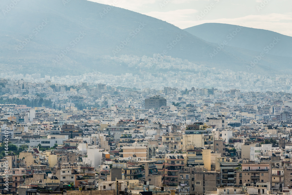 Cityscape seen from Acropolis hill in Athens, Greece