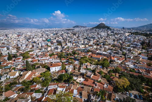 Aerial view with Mount Lycabettus from Acropolis hill in Athnes, Greece © Fotokon