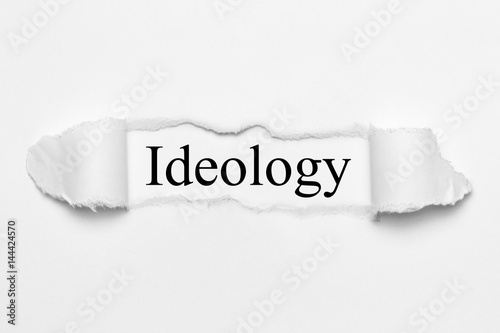 Ideology on white torn paper