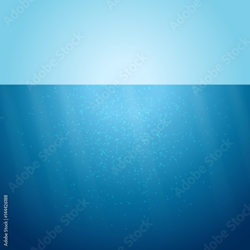 Cuadro en lienzo Deep blue vector underwater waterline abstract background
