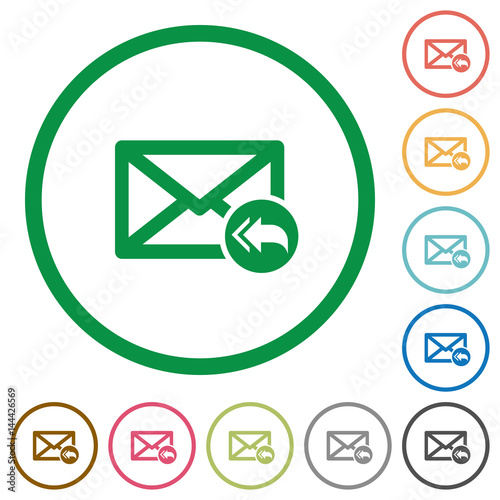 Mail reply to all recipient flat icons with outlines