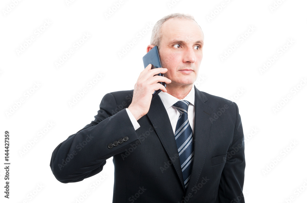 Portrait of senior elegant man talking at phone Portrait of senior elegant man talking at phone