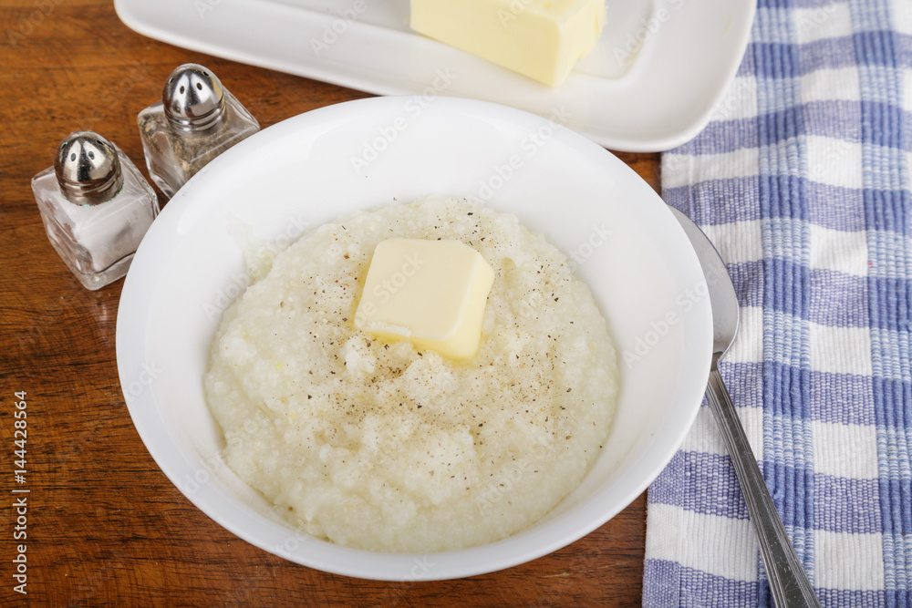 Bowl of Grits with Butter and Pepper Bowl of Grits with Butter and Pepper